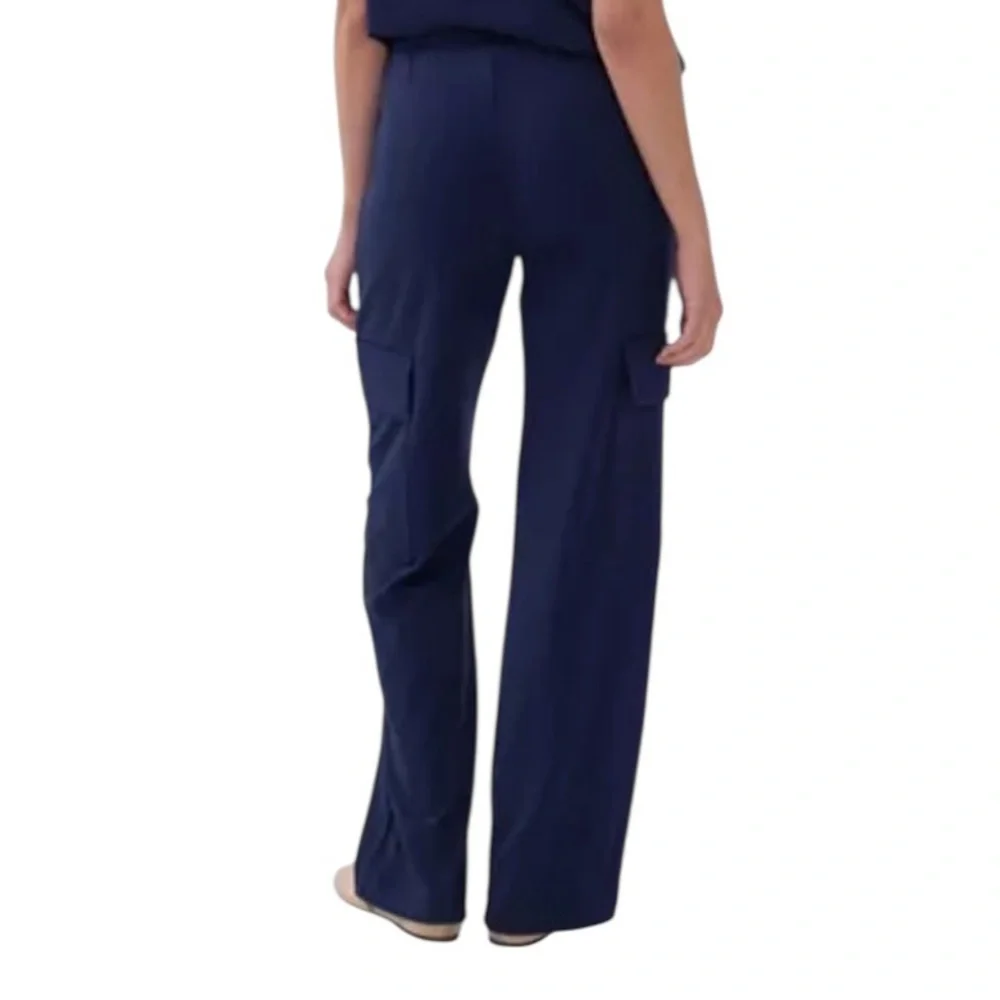 NWOT NOCTURNE Navy Blue Women's Cargo Pants with Elastic Waistband, size XL - Picture 4 of 7